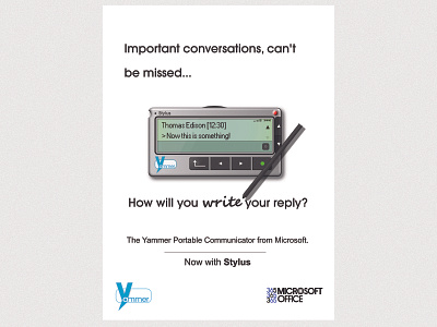 Retro Office 365 Yammer Pager Advert (Fiction) 90s affinity affinity designer fictional microsoft microsoft office microsoft office 365 microsoft tools office365 pager retro yammer