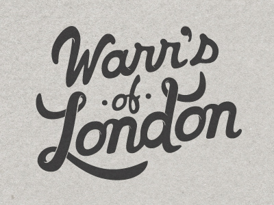 Warr's of London custom lettering logo mark