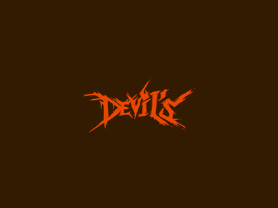 Devils brand demon devil logo metal orange tipography