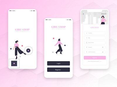 GIRLSHOP ( FREE SOURCE ) app design application beauty salon branding design girls ios pink logo user experience user flow user interface uxdesign