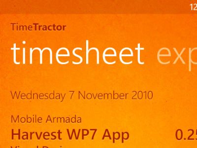 TimeTractor - Harvest app for WP7 39argyle mobile orange texture windows phone 7 wp7