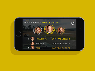 Race App dash interface vinli yellow