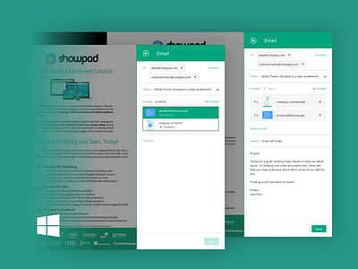 Showpad for Windows: Sharing Files app email share ui windows windows mobile