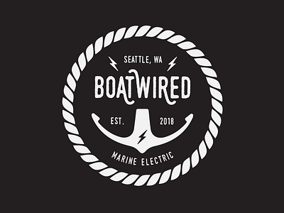 Boatwired Marine Electric logo anchor boat electric marine retro rope seattle wired