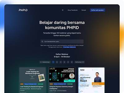 PHPID Online Learning Website Redesign blur dark e learning glassmorphism landing page modern ui website