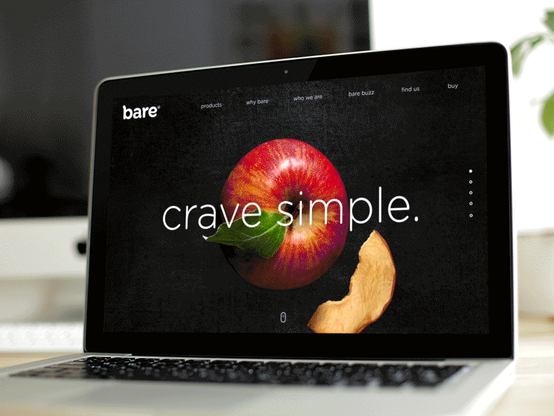 Bare Snacks Website chips colorful fruit rainbow scroll simple single page ui ux