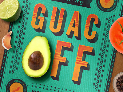 Match MG Guac Off Poster Snippet avocado mexico spicy texture vegetables vintage western