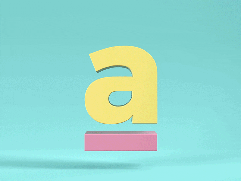 a 3d a c4d cinema color background extruded gif letter minimal pastel spinning type