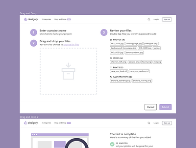 designly - Drag and Drop Page drag and drop figma form interactive user interface uxui web mockup