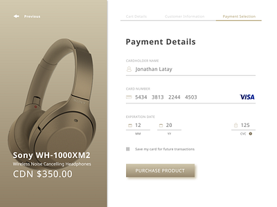 Daily UI Challenge: Day 2 Credit Card Checkout dailyui design figma gradients headphones typography ui userexperiencedesign userinterfacedesign web