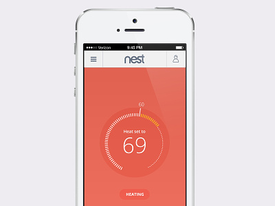 Nest iOS Design flatdesign ios minimal nest simple thermostat