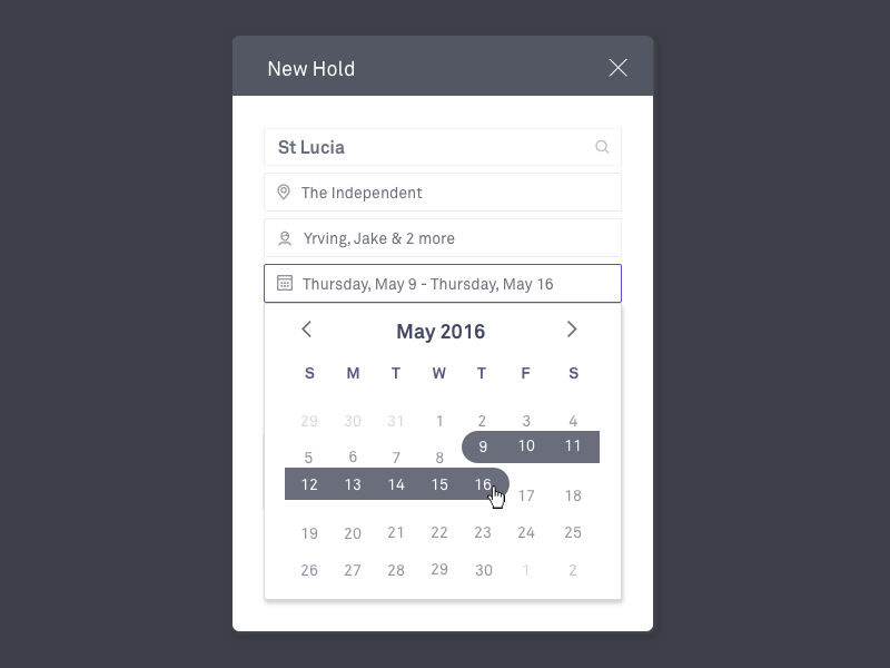 Multi-Day Holds holds calendar calendar multi-day