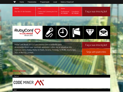 Rubyconf brazil conference event layout rubyconf speakers ui ux website