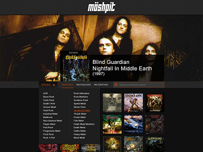 Moshpitin albuns art direction digital graphic design layout metal music reviews rock ui ux web