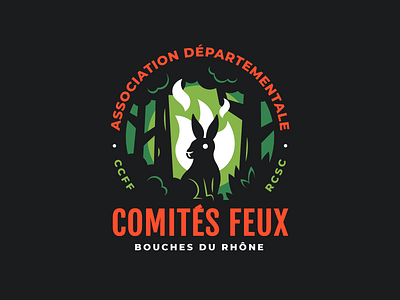 Comités Feux Bouches du Rhones badge bunny forest graphic design green illustration logo nature orange rabbit vector