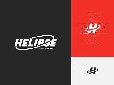 Helipse identity bold branding construction lines drone drone logo graphic design gyroscope identity logo red typography