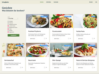 Web-App "SchlagWasVor" Dishes-Generator cyphersx design schlagwasvor ui ux