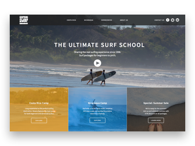 Homepage - Safari Surf School branding identity photography product school surf ui ux video visual web