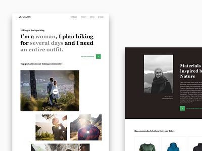 Vaude - Category Page branding concept interaction landing page ui ux web
