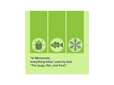 Minnesota Bites bug dad joke fish green icons illustration snowflake texture