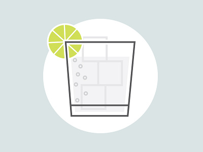 G & T cocktail drink gin illustration lime minimal simple vector