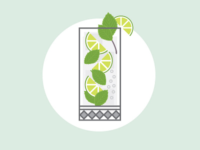 Cocktail Series: Mojito cocktail drink illustration lime minimal mint rum simple vector