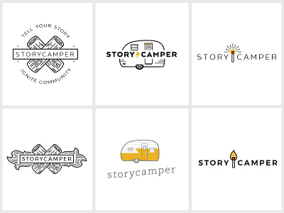 Storycamper Logos camper concepts line art logos story vector