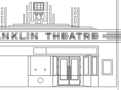 Theatre Progress building illustration outline progress