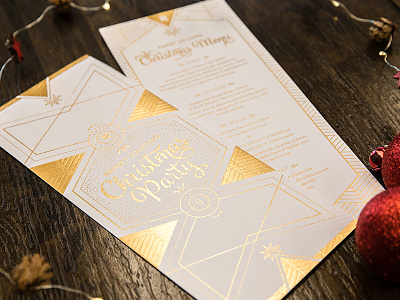 Ramsey Christmas Party Menu christmas deboss foil gold holiday layout menu party print script typography