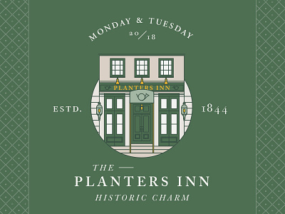 Charleston Illustration series (AEC) building charleston historical icon illustration logo planters inn typography vector