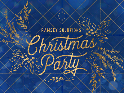 2018 Ramsey Christmas Party Logo blue christmas design gold holiday holiday party lockup logo logotype nashville typography vector