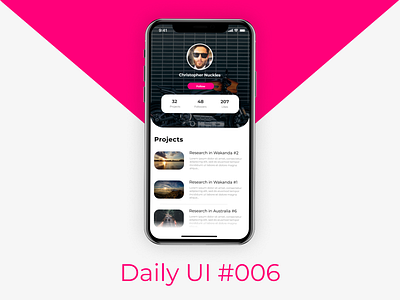 Daily UI #006 User Profile app design ui
