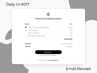 Daily UI #017 Email Receipt apple concept daily daily 100 challenge daily ui dailyui design designs email figma flat light minimal receipt ui ux