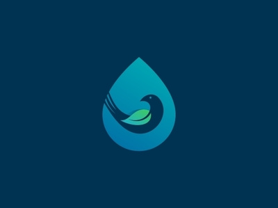Wellness bird blue brand mark colorful creative design drop green icon leaf logo wellness