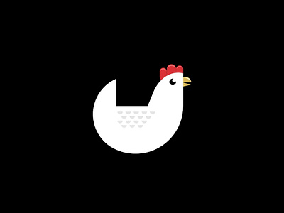 Hen Logo bird black charachter chicken feather flat hen illistration logo mark white