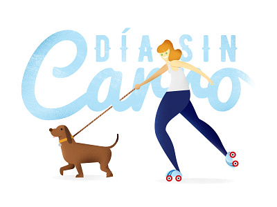 Dia Sin Carro Roller bike car day dog illustration no people roller skate sport