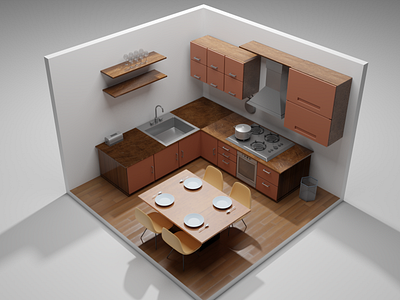 3d isometric room