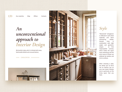 Minimalistic website of interior design studio concept design figma interior interior design minimalism photo site style typography ui web