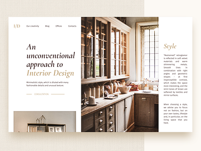 Minimalistic website of interior design studio