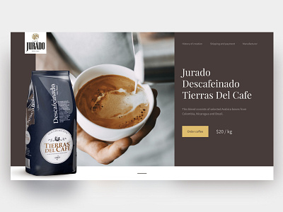 Coffee branding concept design figma landing minimalism order photo typography ui web