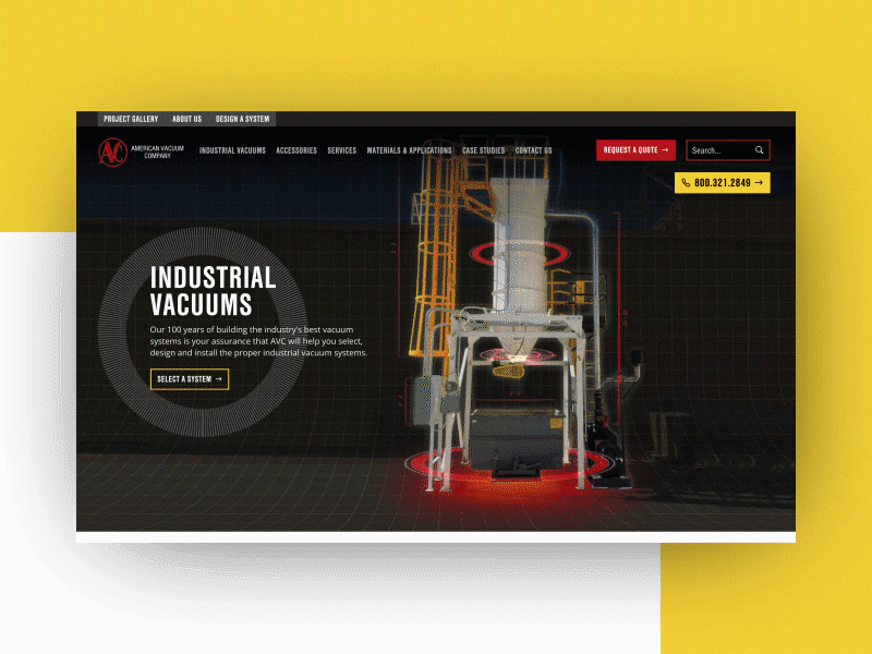 Industrial Vacuum Website Redesign after effects american animated gif industrial made in usa manufacturing menu design sketchapp topspot web design website