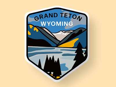 Wyoming Badge badge lake mountain national park nature illustration