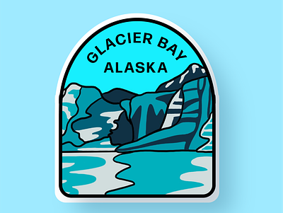 Alaska Badge badge glacier national park nature illustration water