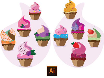 vectorial cupcakes adobe adobe illustrator cupcakes design digital digital drawing digital illustration graphic tablet graphics illustration vector illustration vectors wacom tablet