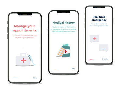 Onboarding screens for iOS app adobe illustrator adobe xd design graphic design icon design illustration ios iosapp medical app medical care mobile mobile ui onboarding onboarding screens onboarding ui screens ui ui ux ui design vectors