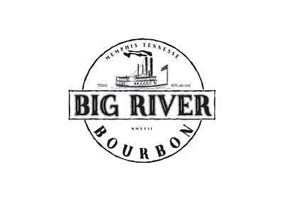 Big River bourbon branding design drink illustration label design