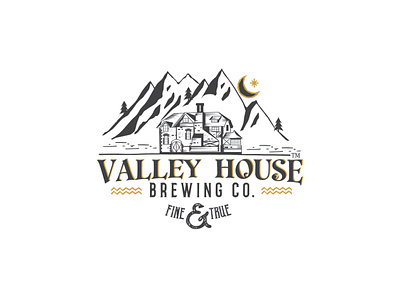 Valley House brewery logo brewing design drink illustration logo vector