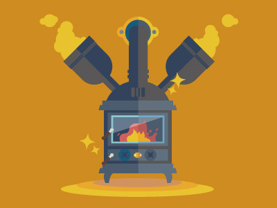 light‐burning stove illust light stove