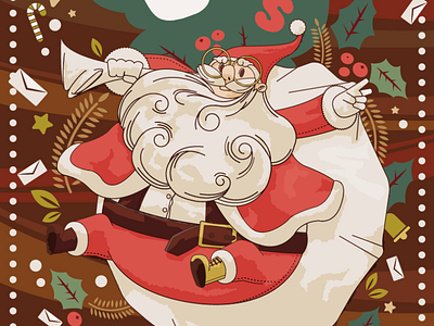 Hurry Santa Claus character christmas cute design illust illustration illustrator kawaii present santa claus
