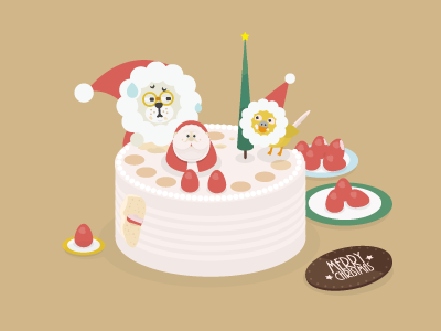 Christmas cake character cute illust santa strawberry